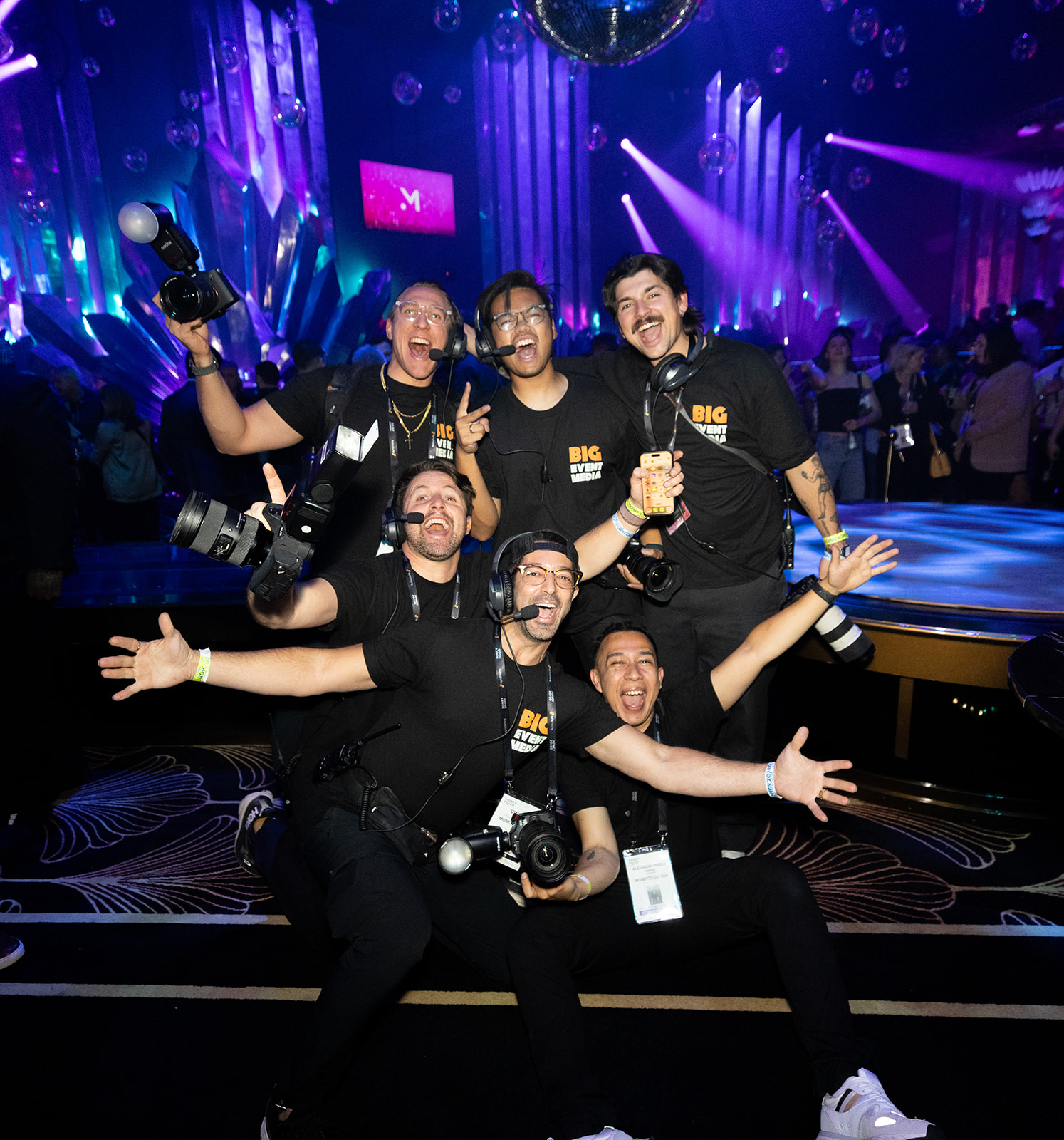 The Big Event Media crew on the Industry Night stage, full of energy
